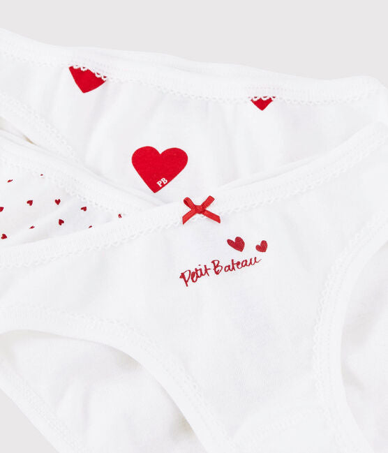 Girls' Heart Patterned Cotton Briefs 3 Pack - Parkette.
