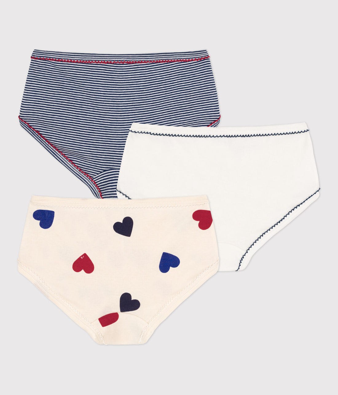 Heart Patterned Girls' Cotton Briefs 3 Pack - Parkette.