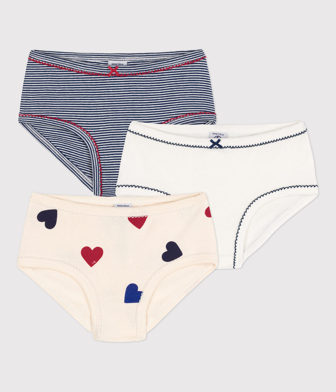 Heart Patterned Girls' Cotton Briefs 3 Pack - Parkette.