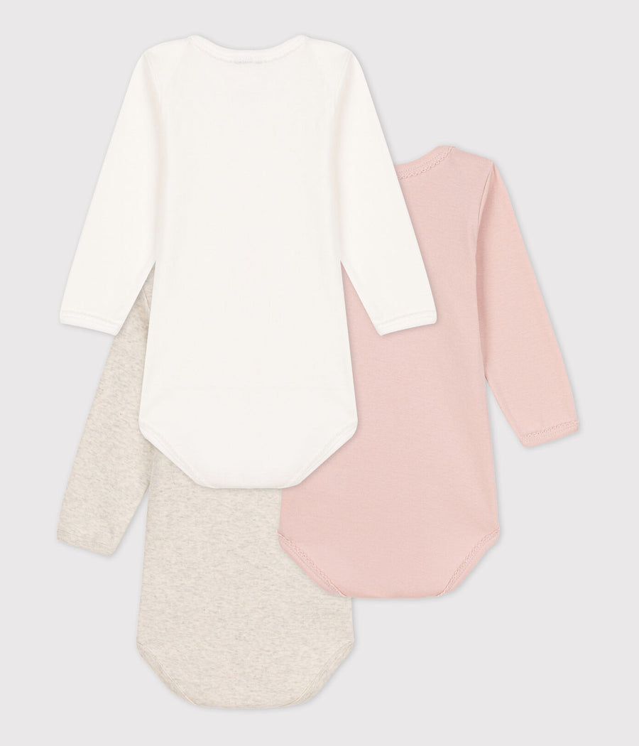 Long-Sleeved Cotton Bodysuit 3 Pack - Parkette.