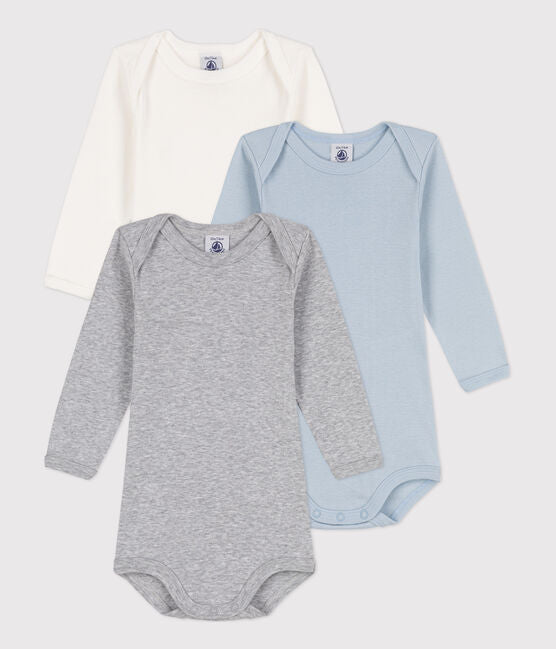 Long-Sleeved Cotton Bodysuit 3-Pack - Parkette.