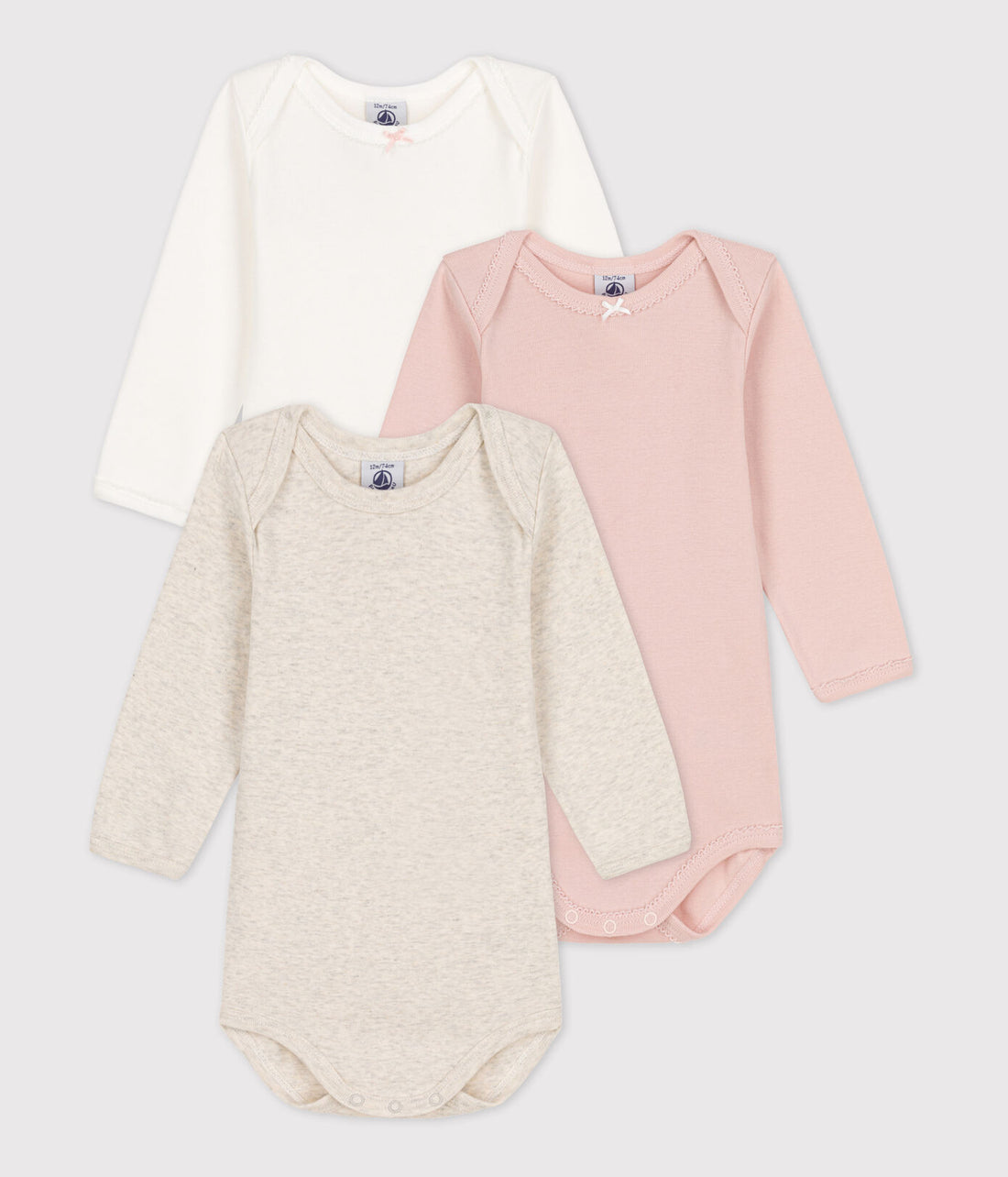 Long-Sleeved Cotton Bodysuit 3 Pack - Parkette.