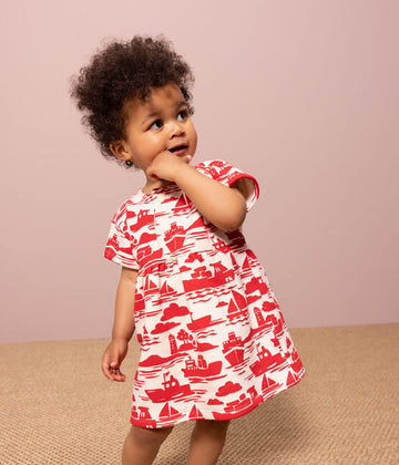 Short-sleeved Patterned Fleece Dress - Parkette.