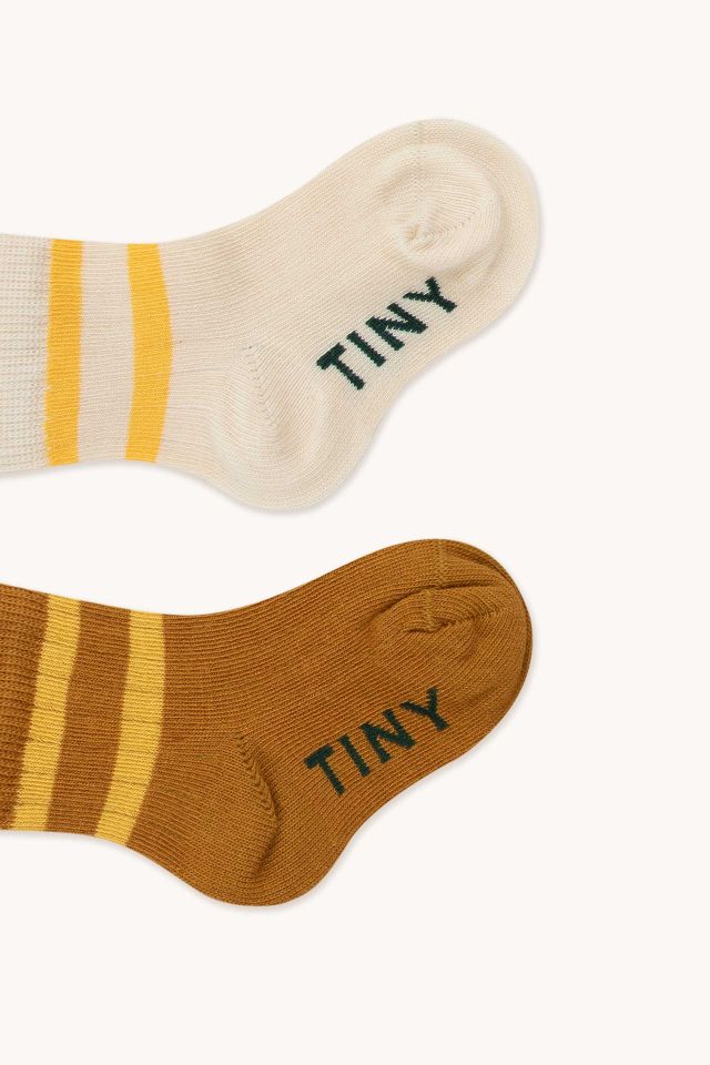 Light Cream & Mustard Stripes Baby Socks Pack - Parkette.