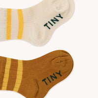 Light Cream & Mustard Stripes Baby Socks Pack - Parkette.