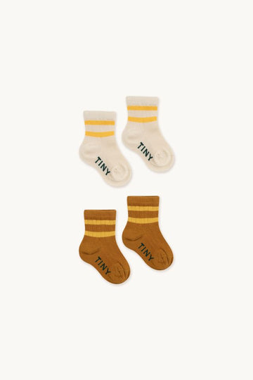 Light Cream & Mustard Stripes Baby Socks Pack - Parkette.