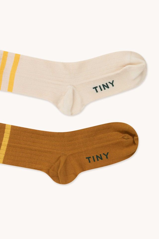 Light Cream & Mustard Stripes Medium Socks Pack - Parkette.