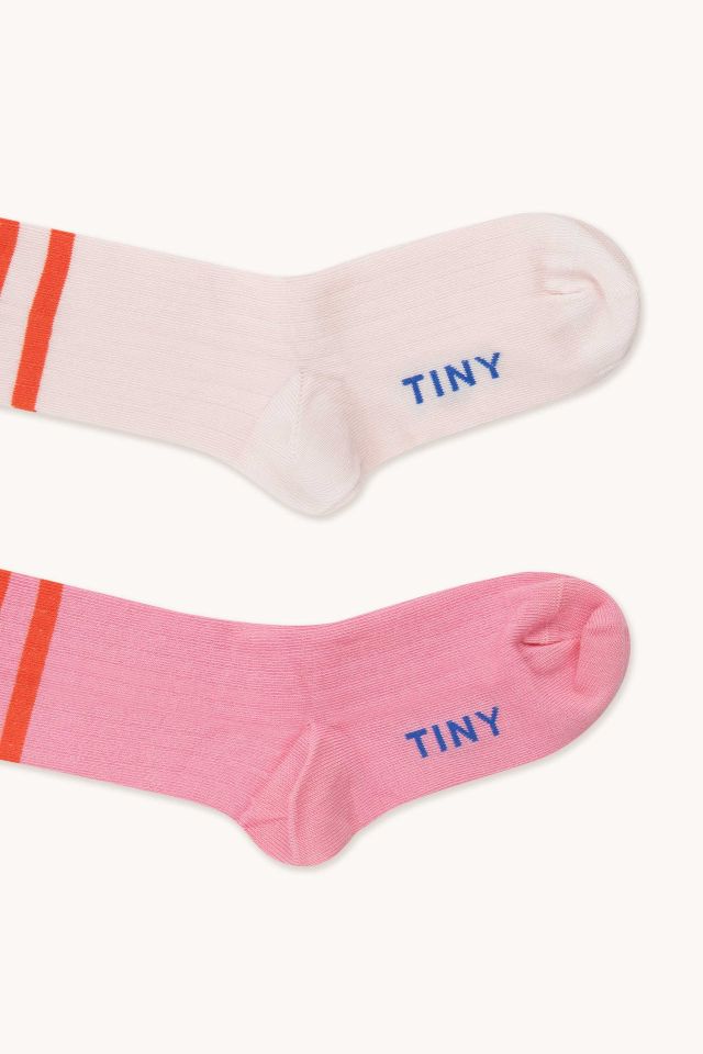 Soft Pink and Powder Pink Stripes Medium Socks Pack - Parkette.