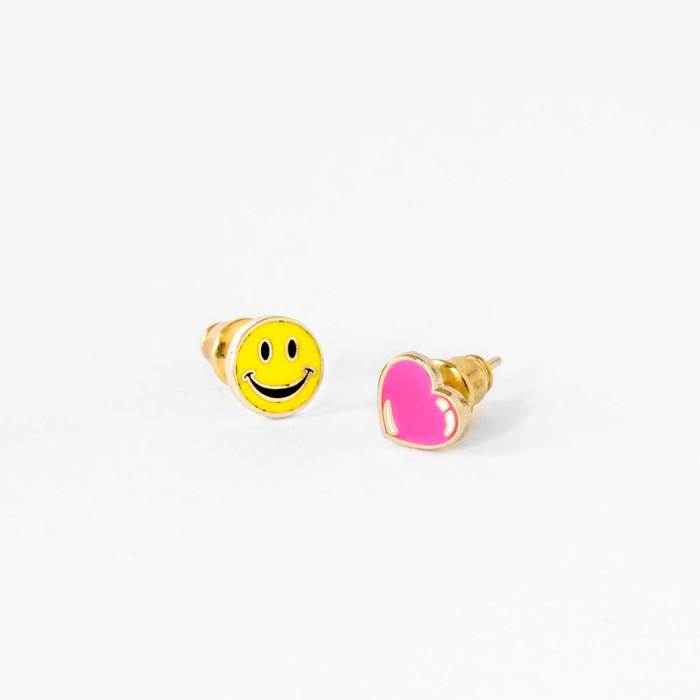 Happy Face and Heart Earrings - Parkette.