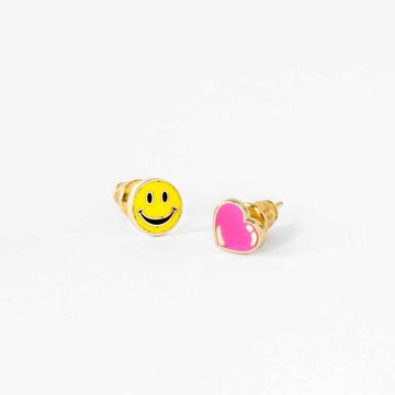 Happy Face and Heart Earrings - Parkette.